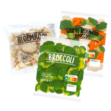 Bloemkool-, broccoliroosjes of wortel-bloemkool-broccoli mix